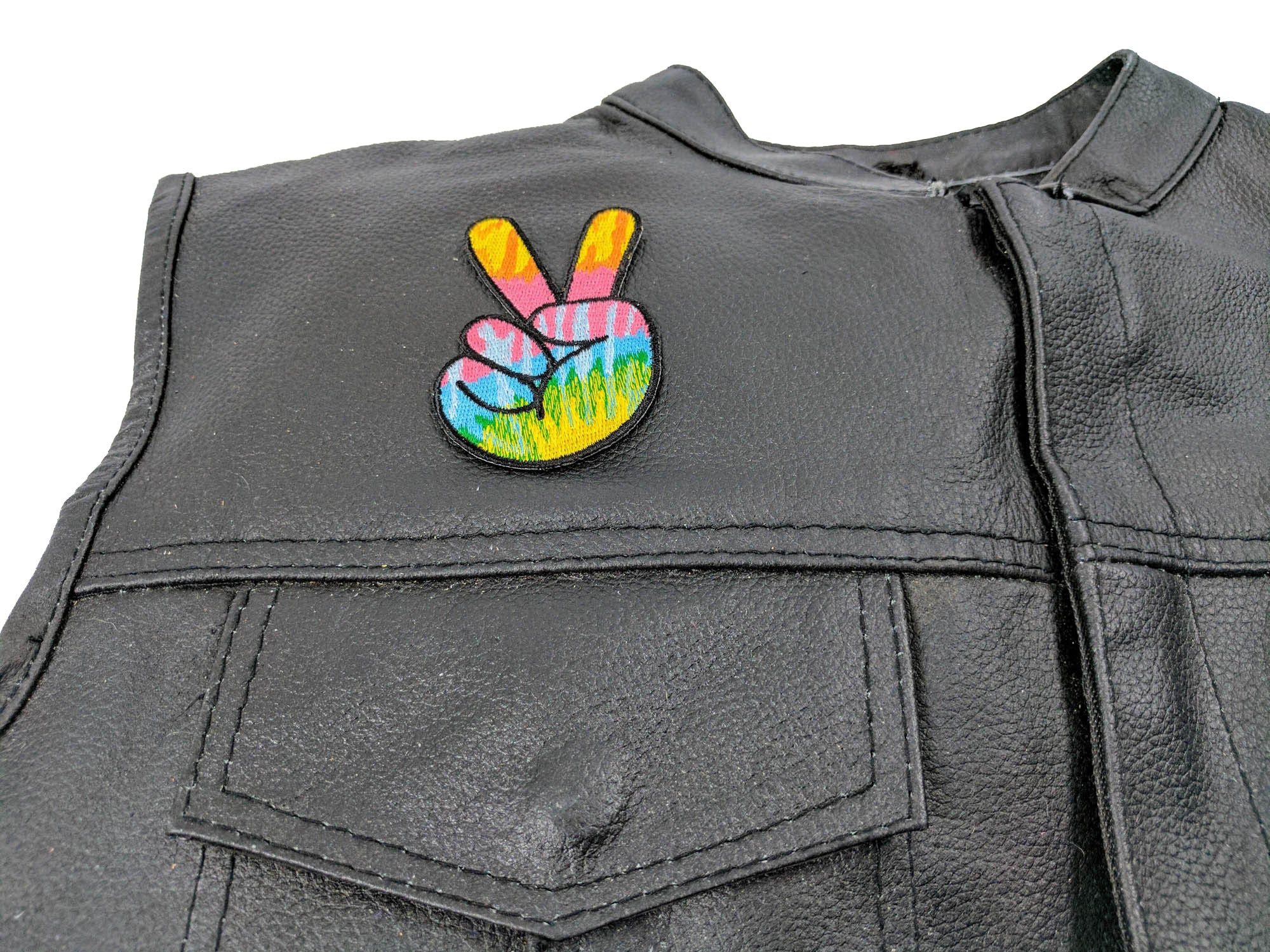 Colorful Peace Fingers Hand Sign Novelty Embroidery  Iron-On Patch (  4 x 4 inches )